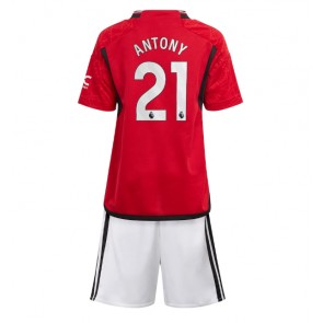Manchester United Antony #21 Koszulka Podstawowych Dziecięca 2023-24 Krótki Rękaw (+ Krótkie spodenki)